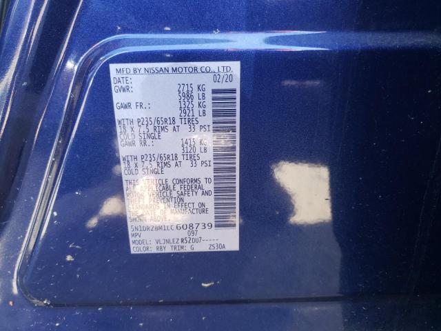 5N1DR2BM1LC608739 - 2020 NISSAN PATHFINDER SV BLUE photo 13