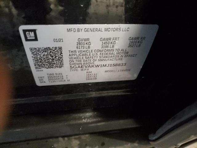 5GAEVAKW1MJ158833 - 2021 BUICK ENCLAVE ESSENCE შავი ფოტო 13