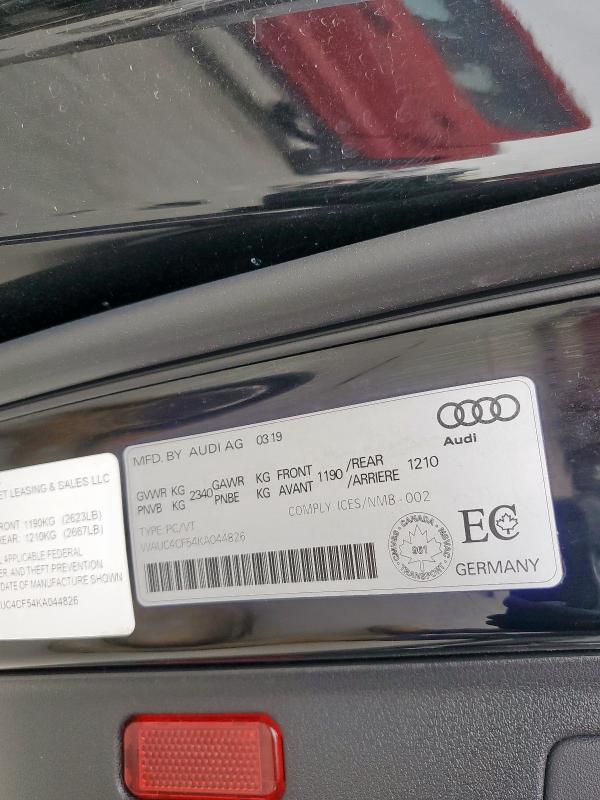 WAUC4CF54KA044826 - 2019 AUDI S5 PRESTIGE BLACK photo 13