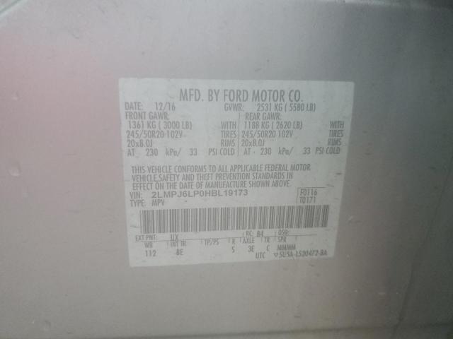 2LMPJ6LP0HBL19173 - 2017 LINCOLN MKX RESERVE فضي صورة 13