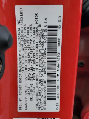 5TEJU62N16Z292948 - 2006 TOYOTA TACOMA DOUBLE CAB PRERUNNER RED photo 12