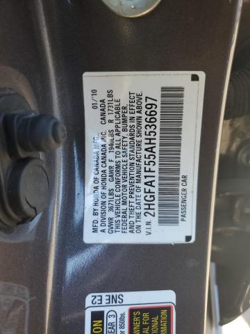 2HGFA1F55AH536697 - 2010 HONDA CIVIC LX GRAY photo 12