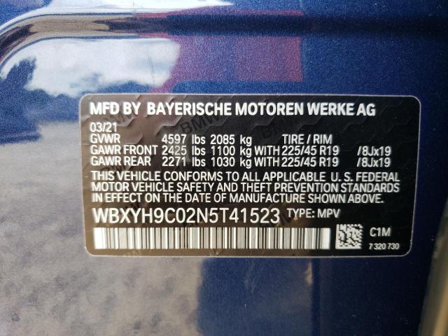 WBXYH9C02N5T41523 - 2022 BMW X2 SDRIVE28I BLUE photo 13