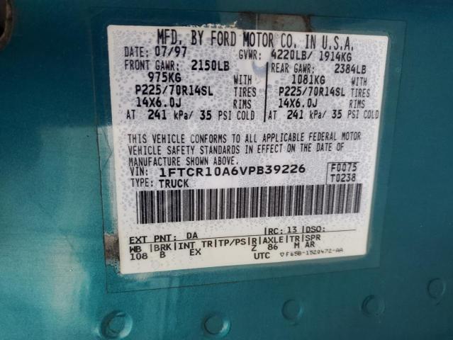 1FTCR10A6VPB39226 - 1997 FORD RANGER TURQUOISE photo 13