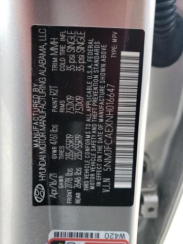 5NMJFCAEXNH016647 - 2022 HYUNDAI TUCSON SEL SILVER photo 13