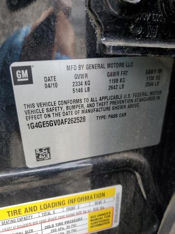 1G4GE5GV0AF262528 - 2010 BUICK LACROSSE CXS BLACK photo 12