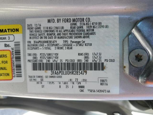 3FA6P0LU0HR285479 - 2017 FORD FUSION SE HYBRID SILVER photo 12