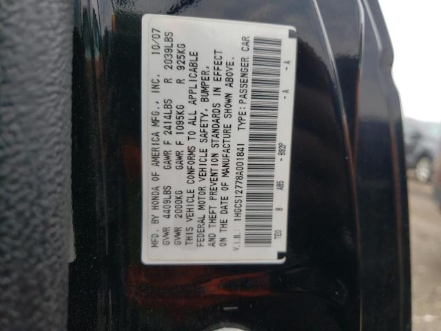 1HGCS12778A001841 - 2008 HONDA ACCORD EX BLACK photo 12