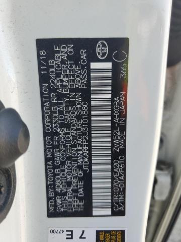 JTDKARFP2J3101880 - 2018 TOYOTA PRIUS PRIM 白色 照片 12