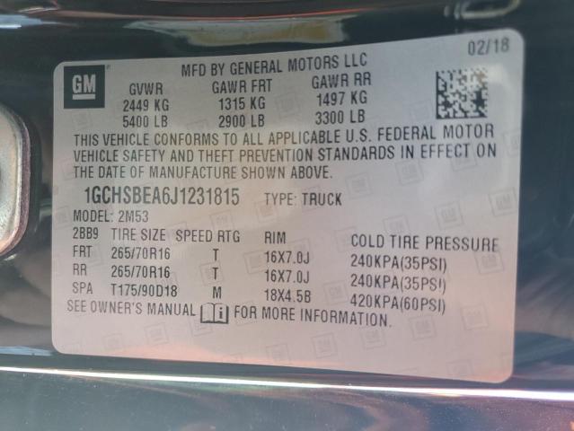 1GCHSBEA6J1231815 - 2018 CHEVROLET COLORADO BLACK photo 12