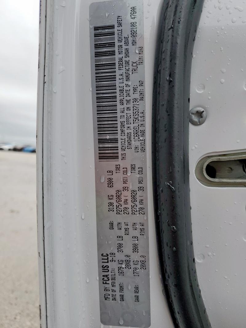 1C6RR6LT5KS537130 - 2019 RAM 1500 CLASS SLT თეთრი ფოტო 12