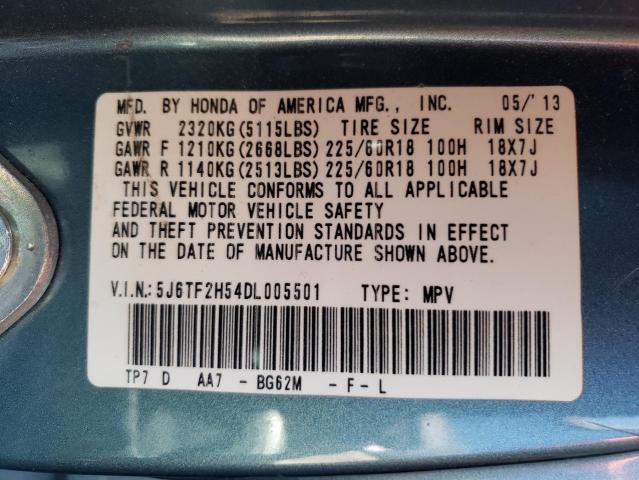 5J6TF2H54DL005501 - 2013 HONDA CROSSTOUR EXL ტურკოუსი ფოტო 12