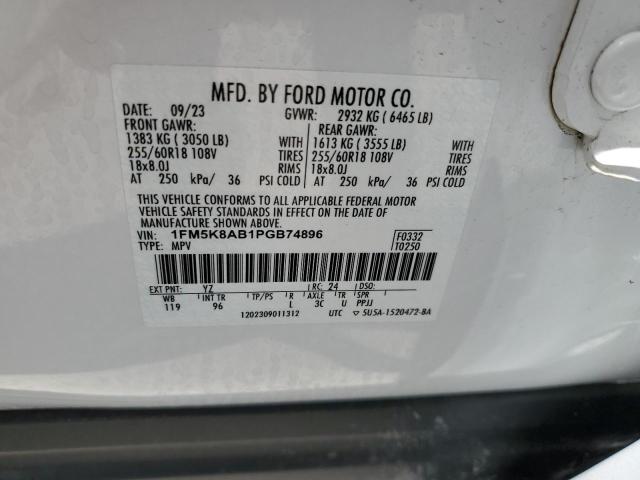 1FM5K8AB1PGB74896 - 2023 FORD EXPLORER POLICE INTERCEPTOR 白色 照片 13