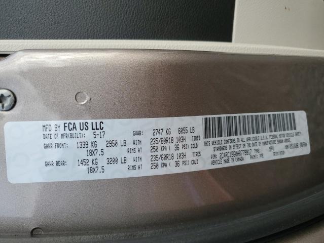 2C4RC1BG0HR779917 - 2017 CHRYSLER PACIFICA TOURING L TAN photo 13