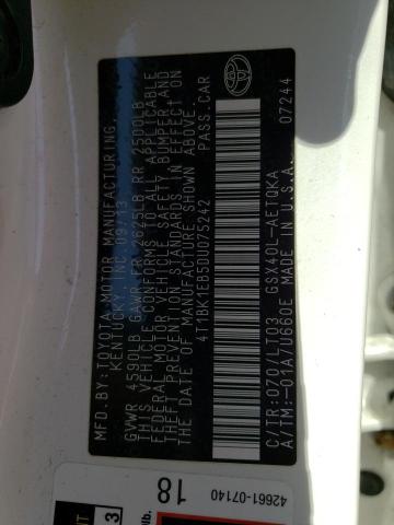 4T1BK1EB5DU075242 - 2013 TOYOTA AVALON BASE 白色 照片 13