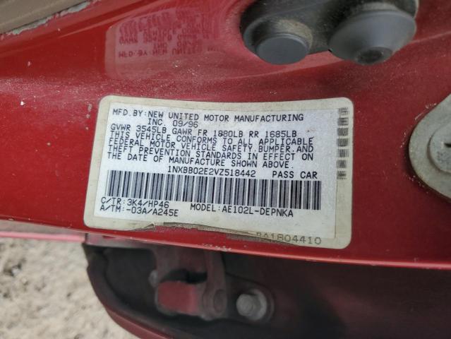 1NXBB02E2VZ518442 - 1997 TOYOTA COROLLA DX RED photo 12