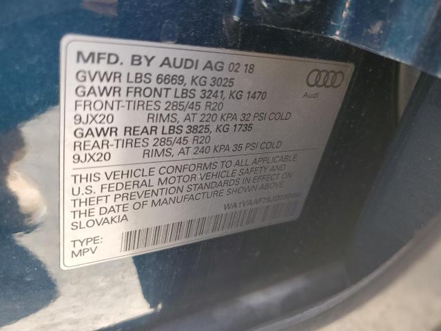 WA1VAAF79JD030454 - 2018 AUDI Q7 PRESTIGE BLUE photo 13