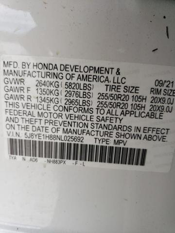 5J8YE1H88NL025692 - 2022 ACURA MDX ADVANCE WHITE photo 13