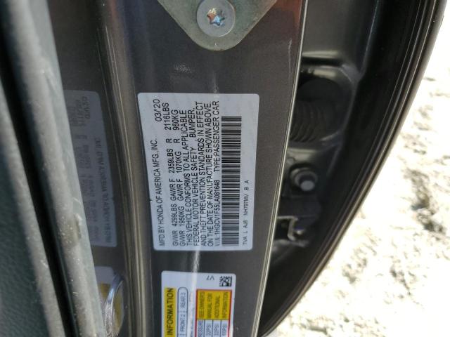 1HGCV1F55LA081648 - 2020 HONDA ACCORD EXL GRAY photo 12