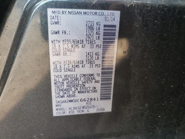 5N1AR2MM5EC662841 - 2014 NISSAN PATHFINDER S GRAY photo 13