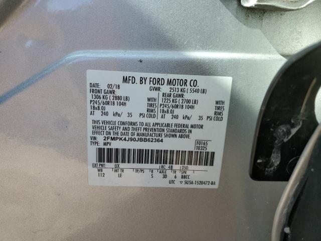 2FMPK4J90JBB62364 - 2018 FORD EDGE SEL SILVER photo 13