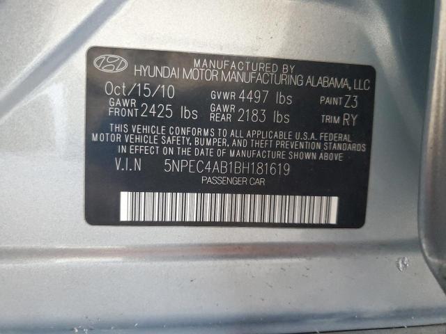 5NPEC4AB1BH181619 - 2011 HYUNDAI SONATA SE SILVER photo 12