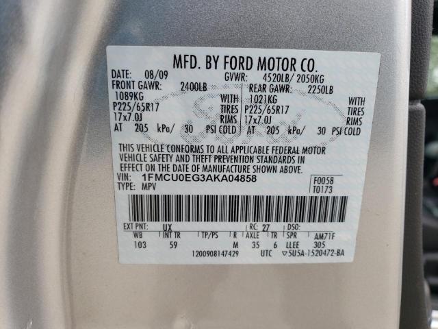 1FMCU0EG3AKA04858 - 2010 FORD ESCAPE LIMITED SILVER photo 13