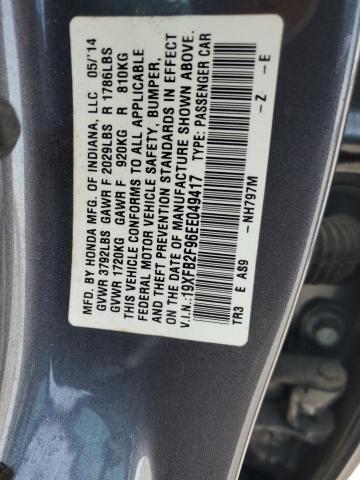 19XFB2F96EE049417 - 2014 HONDA CIVIC EXL CHARCOAL photo 13