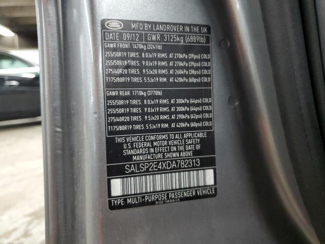 SALSP2E4XDA782313 - 2013 LAND ROVER RANGE ROVE AUTOBIOGRAPHY GRAY photo 12