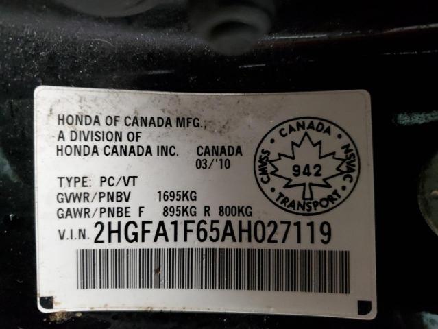 2HGFA1F65AH027119 - 2010 HONDA CIVIC LX-S 黑色 照片 12