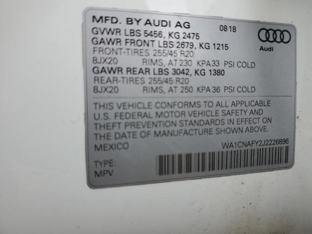 WA1CNAFY2J2226896 - 2018 AUDI Q5 PRESTIGE 白色 照片 13