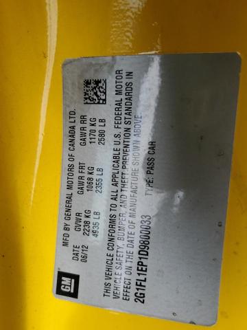 2G1FL1EP1D9800033 - 2013 CHEVROLET CAMARO ZL1 YELLOW photo 12