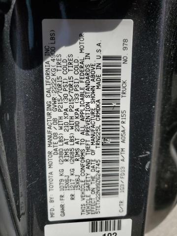 5TETX22N99Z624745 - 2009 TOYOTA TACOMA ACCESS CAB ნაცრისფერი ფოტო 12