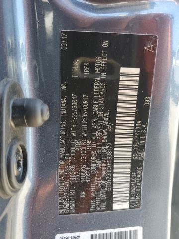 5TDYZ3DCXHS838172 - 2017 TOYOTA SIENNA XLE GRAY photo 13