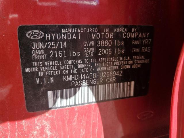 KMHDH4AE8FU266942 - 2015 HYUNDAI ELANTRA SE RED photo 13