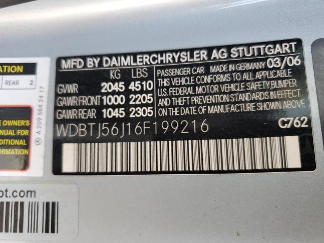 WDBTJ56J16F199216 - 2006 MERCEDES-BENZ CLK-CLASS 350 SILVER photo 12