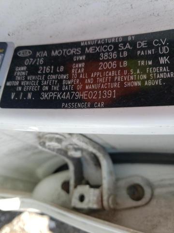 3KPFK4A79HE021391 - 2017 KIA FORTE LX WHITE photo 10