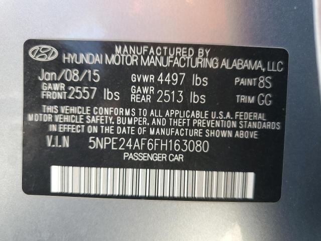 5NPE24AF6FH163080 - 2015 HYUNDAI SONATA SE SILVER photo 13