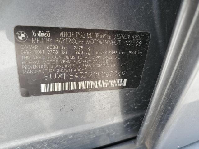 5UXFE43599L267349 - 2009 BMW X5 XDRIVE30I GRAY photo 12