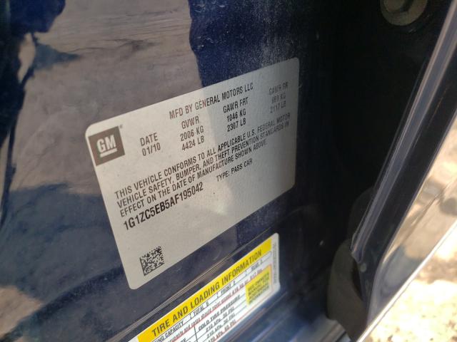 1G1ZC5EB5AF195042 - 2010 CHEVROLET MALIBU 1LT BLUE photo 10