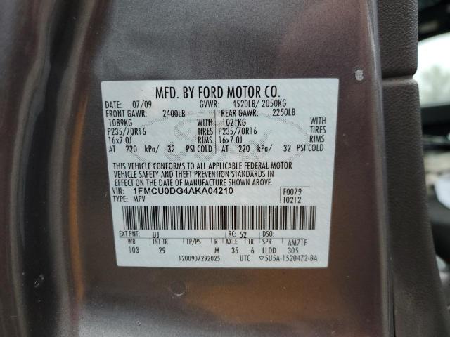 1FMCU0DG4AKA04210 - 2010 FORD ESCAPE XLT GRAY photo 12