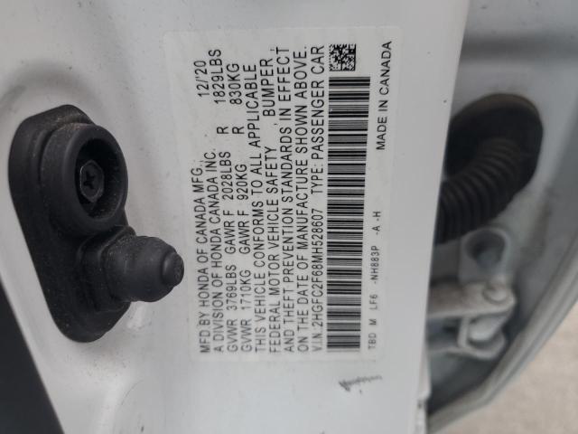 2HGFC2F68MH528607 - 2021 HONDA CIVIC LX WHITE photo 13