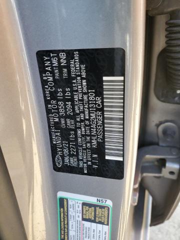 KMHLN4AG2MU131801 - 2021 HYUNDAI ELANTRA SEL GRAY photo 12