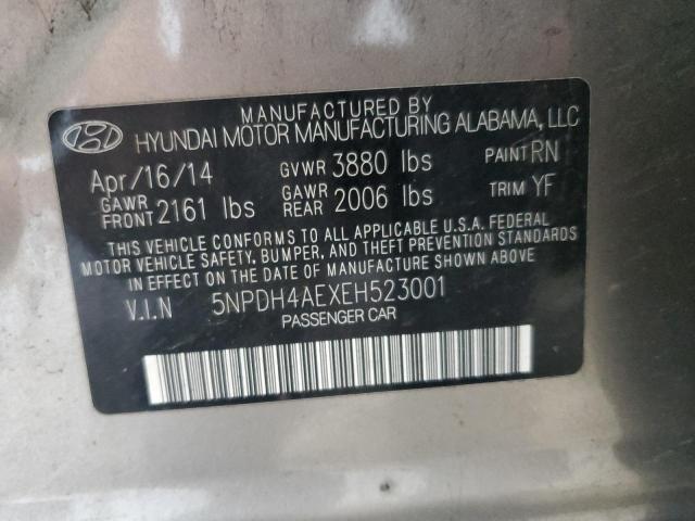 5NPDH4AEXEH523001 - 2014 HYUNDAI ELANTRA SE SILVER photo 12