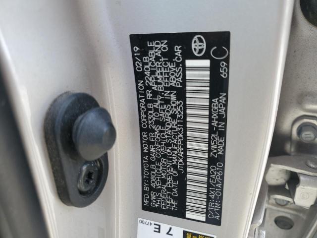 JTDKARFP0K3113253 - 2019 TOYOTA PRIUS PRIM 棕色 照片 12