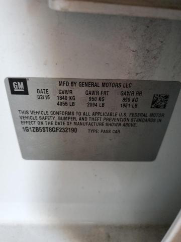 1G1ZB5ST8GF232190 - 2016 CHEVROLET MALIBU LS 白色 照片 12