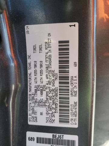 5TFRM5F11FX083821 - 2015 TOYOTA TUNDRA DOUBLE CAB SR/SR5 CHARCOAL photo 12