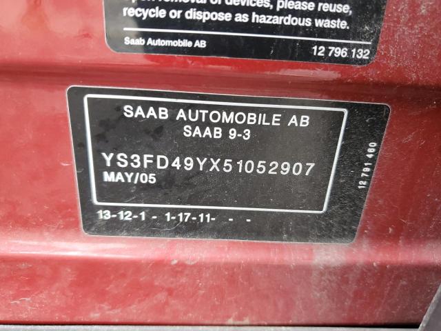 YS3FD49YX51052907 - 2005 SAAB 9-3 ARC BURGUNDY photo 12