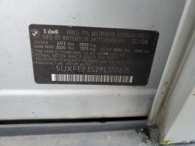 5UXFE83529L170615 - 2009 BMW X5 XDRIVE48I SILVER photo 13
