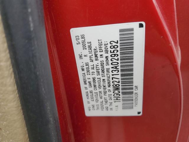 1HGCM82713A029582 - 2003 HONDA ACCORD EX RED photo 12